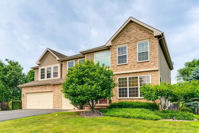 1174 Pine Tree Ct, Lake Villa, IL 60046 - view of front facade featuring an attached garage, stone siding, and asphalt driveway