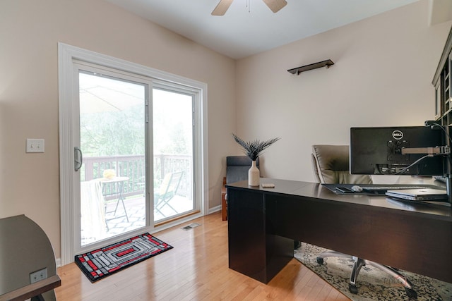 1174 Pine Tree Ct, Lake Villa, IL 60046 - office space featuring light wood-style flooring and a ceiling fan