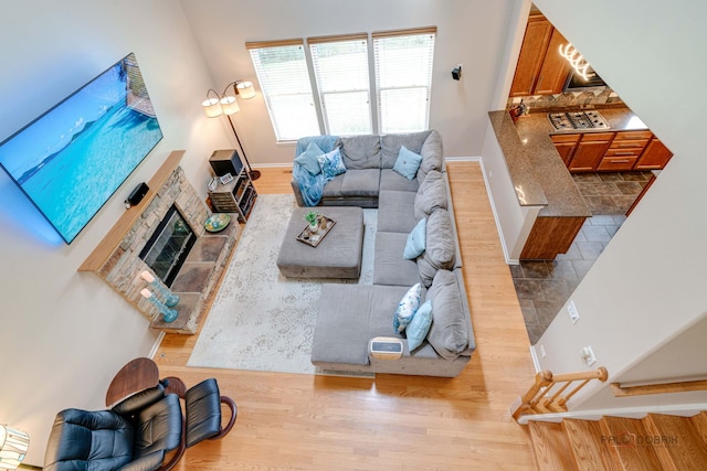1174 Pine Tree Ct, Lake Villa, IL 60046 - living room featuring wood finished floors and a tile fireplace