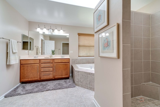 1174 Pine Tree Ct, Lake Villa, IL 60046 - full bathroom with double vanity, a garden tub, tile patterned flooring, and a tile shower