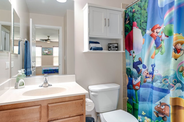 1174 Pine Tree Ct, Lake Villa, IL 60046 - full bath with vanity, ceiling fan, and a shower with shower curtain