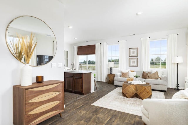 6471 Juniper Dr, Wonder Lake, IL 60097 - living room with dark wood-style flooring and recessed lighting