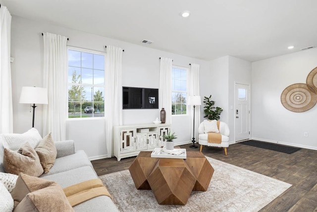 6471 Juniper Dr, Wonder Lake, IL 60097 - living room featuring dark wood finished floors and recessed lighting