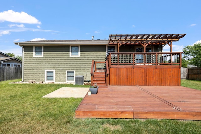 913 S Bentley Rd, New Lenox, IL 60451 - back of property with a pergola, a wooden deck, and a patio