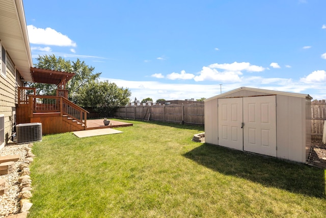 913 S Bentley Rd, New Lenox, IL 60451 - fenced backyard with a shed, stairs, and a deck
