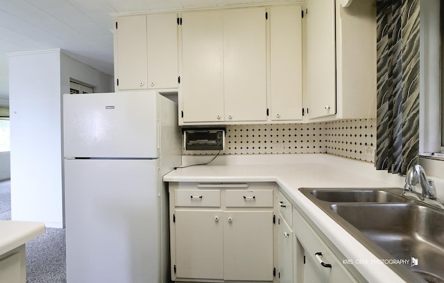 143 Eagle Point Rd, Fox Lake, IL 60020 - kitchen with freestanding refrigerator and light countertops