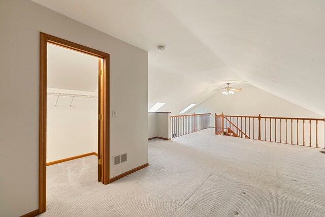 3072 Carlton Ct, Westchester, IL 60154 - additional living space featuring carpet flooring, lofted ceiling, and a ceiling fan