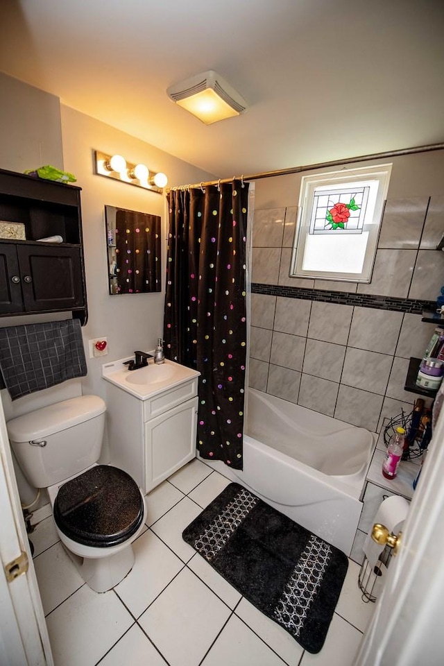 1742 N 34th Ave, Stone Park, IL 60165 - full bathroom featuring tile patterned flooring, shower / bath combo with shower curtain, and vanity