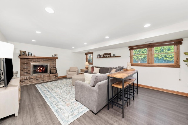 9912 S Kolmar Ave, Oak Lawn, IL 60453 - living area with wood finished floors, recessed lighting, and a fireplace