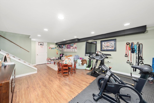 9912 S Kolmar Ave, Oak Lawn, IL 60453 - workout area with recessed lighting and wood finished floors