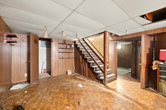 3715 Maple Ave, Mchenry, IL 60050 - finished below grade area with wooden walls and stairs