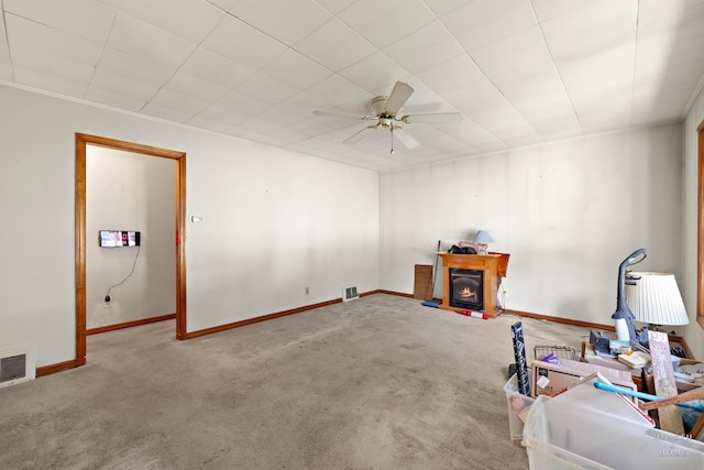 3715 Maple Ave, Mchenry, IL 60050 - living area with carpet floors and ceiling fan