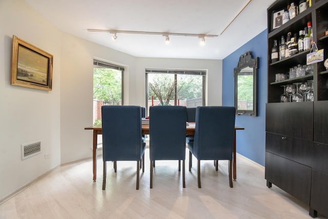 801 S Plymouth Ct Unit V, Chicago, IL 60605 - dining room featuring rail lighting, light wood-style flooring, and plenty of natural light