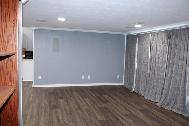 309 Bass St, Wilmington, IL 60481 - unfurnished room featuring ornamental molding, dark wood-type flooring, and recessed lighting