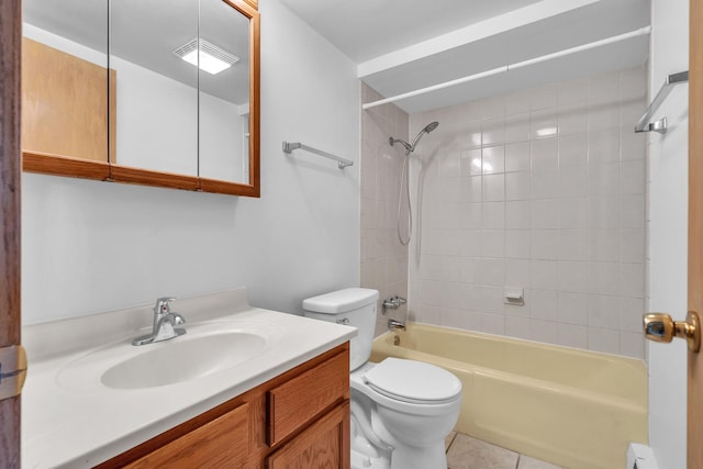 9819 S Cicero Ave Unit 6, Oak Lawn, IL 60453 - full bath with vanity, shower / bath combination, tile patterned floors, and a baseboard heating unit