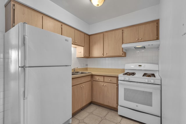9819 S Cicero Ave Unit 6, Oak Lawn, IL 60453 - kitchen with white appliances, under cabinet range hood, light countertops, and tasteful backsplash