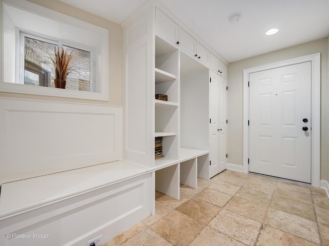 1416 W Olive Ave Unit 1, Chicago, IL 60660 - mudroom featuring stone tile flooring and recessed lighting