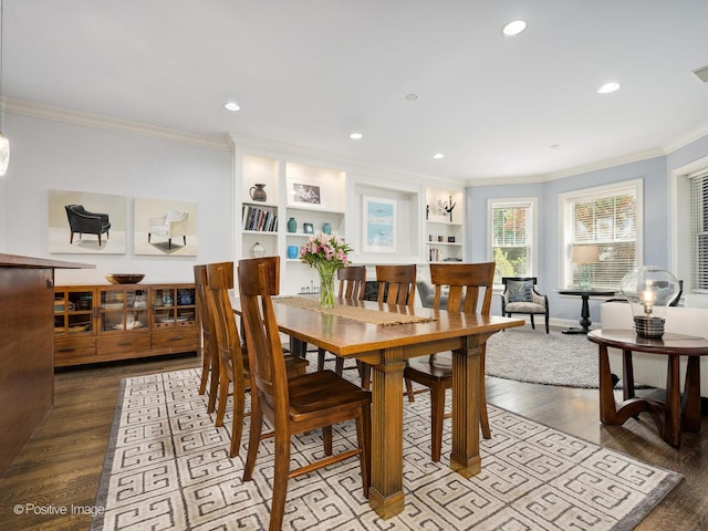 1416 W Olive Ave Unit 1, Chicago, IL 60660 - dining space featuring crown molding, wood finished floors, and recessed lighting