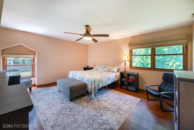 530 Sunnyside Ave, Gurnee, IL 60031 - bedroom with multiple windows, hardwood / wood-style floors, and ceiling fan