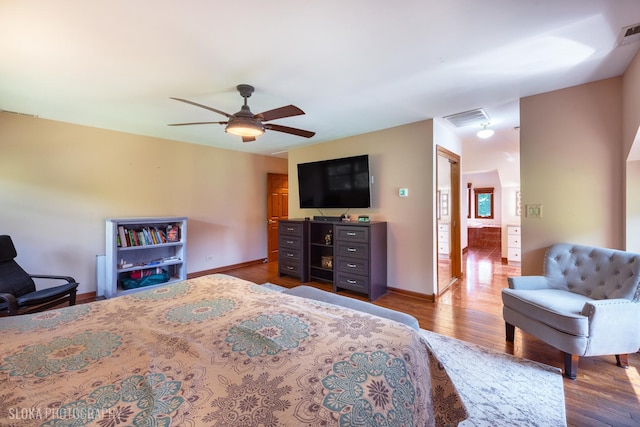 530 Sunnyside Ave, Gurnee, IL 60031 - bedroom with dark wood-style flooring and a ceiling fan