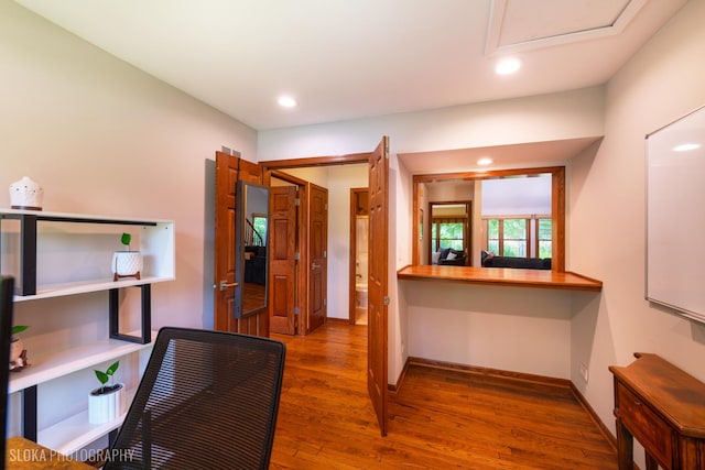 530 Sunnyside Ave, Gurnee, IL 60031 - home office featuring wood finished floors, recessed lighting, and attic access