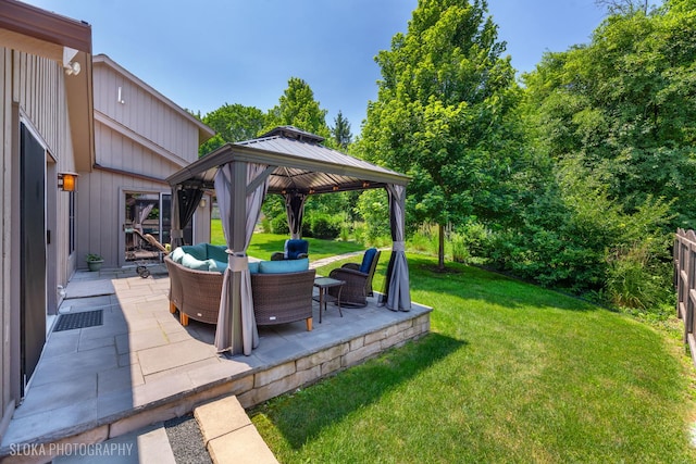 530 Sunnyside Ave, Gurnee, IL 60031 - view of green lawn featuring a gazebo, a patio area, and an outdoor hangout area