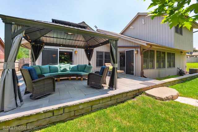 530 Sunnyside Ave, Gurnee, IL 60031 - back of house with an outdoor living space, a gazebo, and a patio area