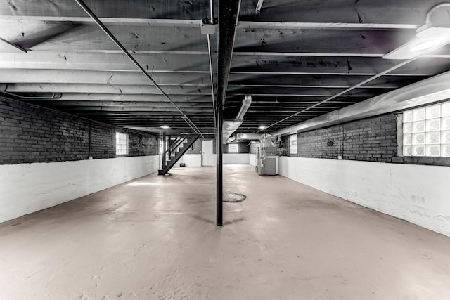 8510 S Blackstone Ave, Chicago, IL 60619 - below grade area with stairs and brick wall