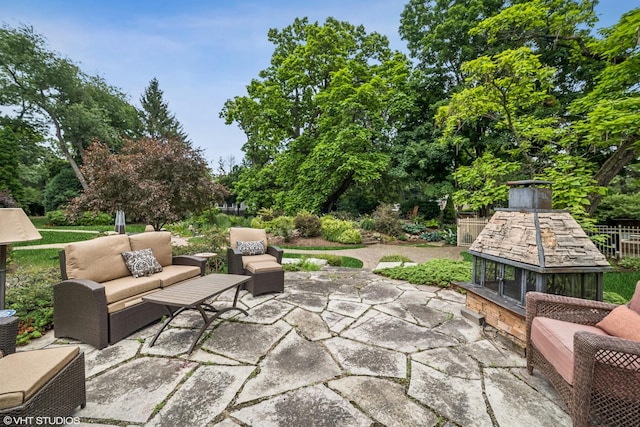 691 Lake Ave, Crystal Lake, IL 60014 - view of patio with an outdoor living space with a fireplace
