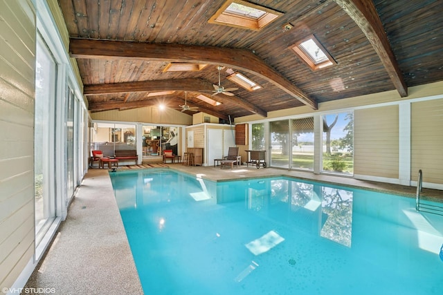 691 Lake Ave, Crystal Lake, IL 60014 - indoor pool with a skylight and ceiling fan