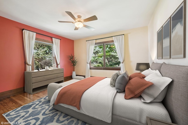 691 Lake Ave, Crystal Lake, IL 60014 - bedroom featuring multiple windows, wood finished floors, and a ceiling fan