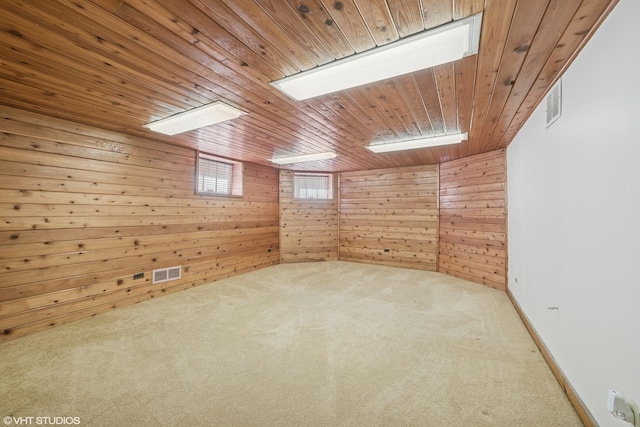 691 Lake Ave, Crystal Lake, IL 60014 - carpeted empty room with wood ceiling and wood walls