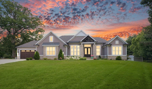 1311 Hickory Tree Ct, Mahomet, IL 61853 - craftsman inspired home featuring stone siding, concrete driveway, and a yard