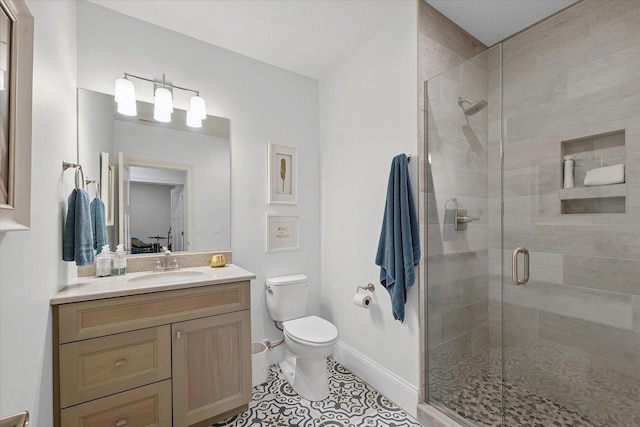 1311 Hickory Tree Ct, Mahomet, IL 61853 - bathroom featuring vanity, tile patterned flooring, and a shower stall
