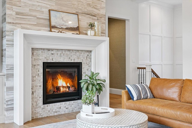 1311 Hickory Tree Ct, Mahomet, IL 61853 - living room featuring wood finished floors and a fireplace