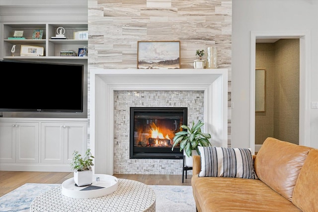 1311 Hickory Tree Ct, Mahomet, IL 61853 - living room featuring wood finished floors and a fireplace
