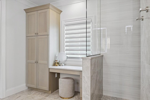 1311 Hickory Tree Ct, Mahomet, IL 61853 - bathroom featuring a walk in shower and marble finish flooring