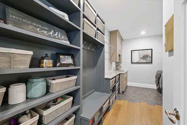 1311 Hickory Tree Ct, Mahomet, IL 61853 - spacious closet with washer and clothes dryer and light wood-type flooring