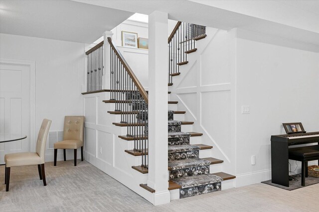 1311 Hickory Tree Ct, Mahomet, IL 61853 - stairway featuring carpet and baseboards