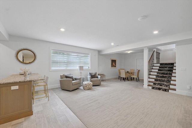1311 Hickory Tree Ct, Mahomet, IL 61853 - living area with stairway, recessed lighting, and light wood-type flooring