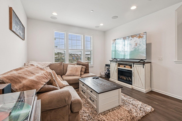 30W003 Brayman Ct, Warrenville, IL 60563 - living room featuring dark wood-style flooring and recessed lighting