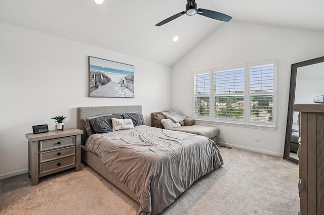 30W003 Brayman Ct, Warrenville, IL 60563 - bedroom with light carpet, vaulted ceiling, recessed lighting, and a ceiling fan