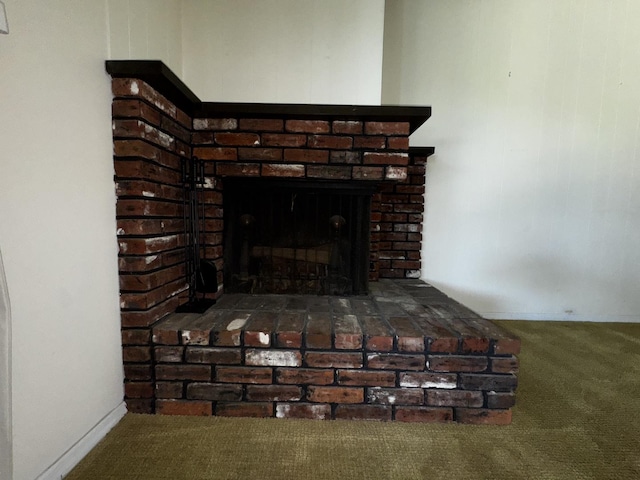 400 N Cottage Ave, Normal, IL 61761 - detailed view of carpet floors and a brick fireplace