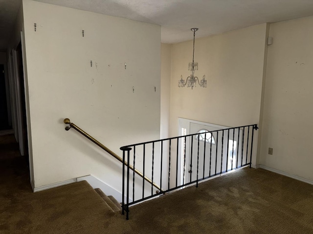 400 N Cottage Ave, Normal, IL 61761 - stairway with carpet floors and a chandelier