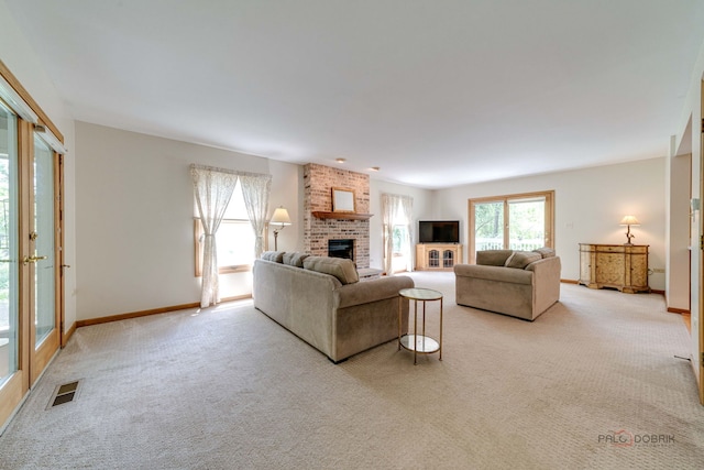 24 Hickory Rd, Oakwood Hills, IL 60013 - living area with light carpet and a fireplace