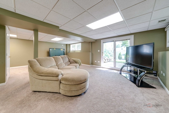 24 Hickory Rd, Oakwood Hills, IL 60013 - living area with carpet flooring and a drop ceiling