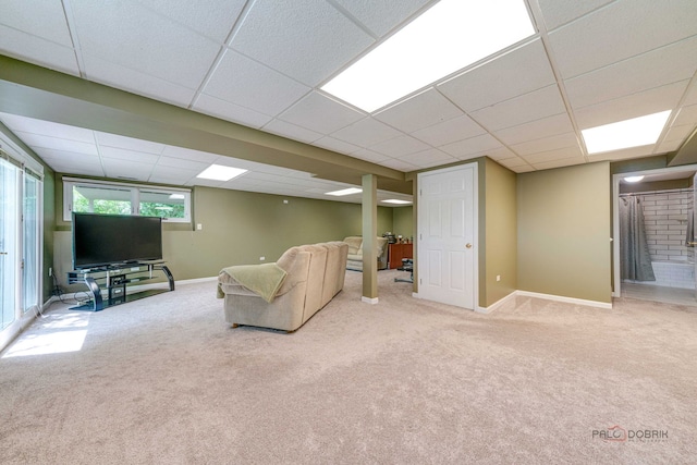 24 Hickory Rd, Oakwood Hills, IL 60013 - living area featuring carpet and a paneled ceiling