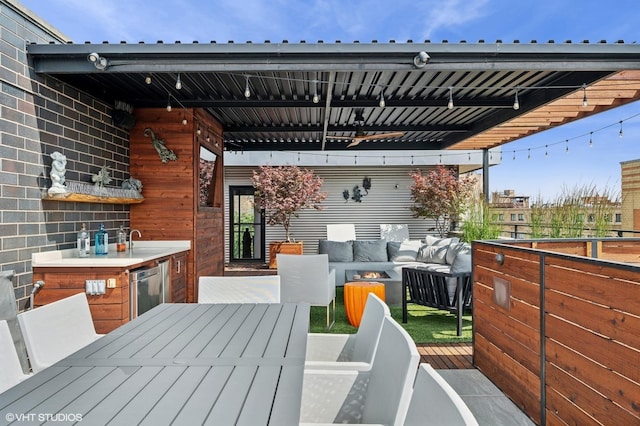 3255 N Paulina St Unit 4A, Chicago, IL 60657 - deck featuring outdoor lounge area, ceiling fan, and outdoor dining space