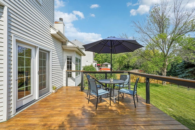 2524 Wild Timothy Rd, Naperville, IL 60564 - wooden terrace featuring outdoor dining space and a lawn
