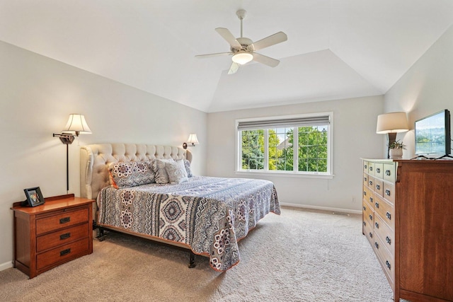 2524 Wild Timothy Rd, Naperville, IL 60564 - bedroom featuring light colored carpet, vaulted ceiling, and a ceiling fan